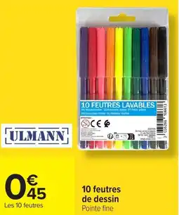 Carrefour 10 feutres de dessin offre