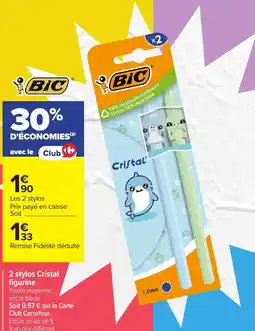 Carrefour 2 stylos cristal figurine offre