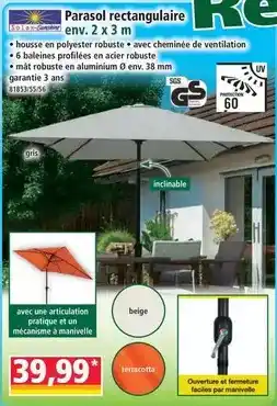 Norma Parasol rectangulaire offre