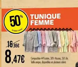 E.Leclerc Composition 44% coton, 30% viscose, 26% in taille unique, disponibles en pleisiurs coloris offre