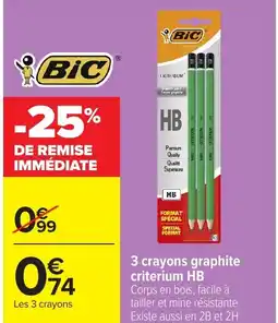 Carrefour 3 crayons graphite criterium HB offre