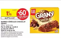 Intermarché Lu - barres céréales chocolat offre