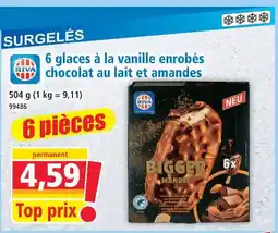 Norma Riva 6 glaces à la vanille enrobées chocolat au lait et amandes offre