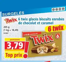 Norma Twix 6 twix glacés biscuits enrobés de chocolat et caramel offre