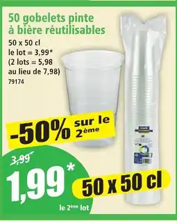 Norma 50 gobelets pinte à bière réutilisables offre
