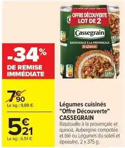 Carrefour Market Cassegrain - légumes cuisinés offre découverte offre