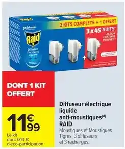 Carrefour Market Raid - diffuseur électrique liquide anti-moustiques offre
