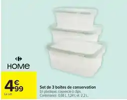 Carrefour Market Set de 3 boîtes de conservation offre