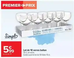 Carrefour Market Lot de 10 verres ballon offre