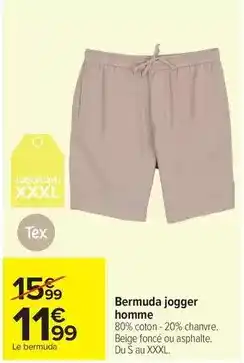 Carrefour Drive Tex - bermuda jogger homme offre