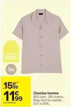 Carrefour Drive Tex - chemise homme offre
