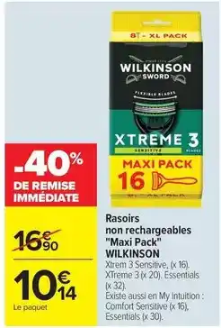 Carrefour Drive Wilkinson - rasoirs non rechargeables maxi pack offre