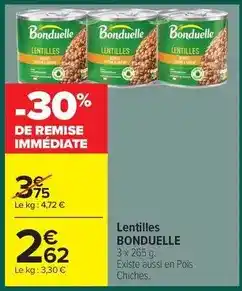 Carrefour Drive Bonduelle - lentilles offre