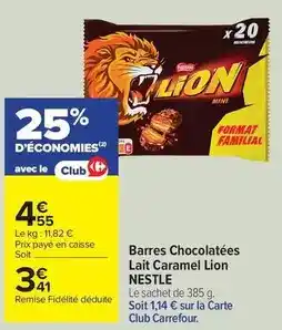 Carrefour Drive Nestlé - barres chocolatées lait caramel lion offre