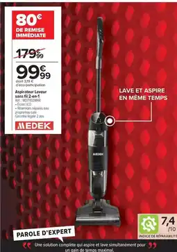 Carrefour Drive Medek - aspirateur laveur sans fil 3 en 1 offre