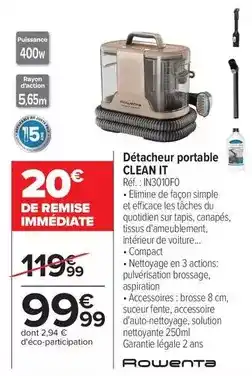 Carrefour Drive Rowenta - détacheur portable clean it offre