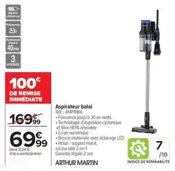 Carrefour Drive Watts - aspirateur balai réf. amm966 offre
