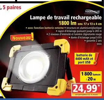 Norma Lampe de Travail Rechargeable offre