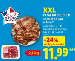 Lidl L'ÉTAL DU BOUCHER 12 côtes de porc échine offre