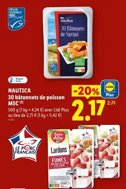 Lidl Nautica 30 bâtonnets de poisson msc offre