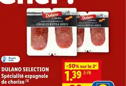 Lidl Dulano selection spécialité espagnole de chorizo offre