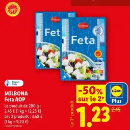 Lidl Milbona feta aop offre