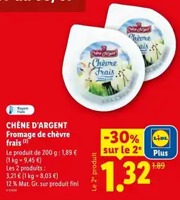 Lidl CHÊNE D'ARGENT Fromage de chèvre frais offre