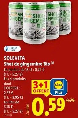 Lidl Solevita shot de gingembre bio offre