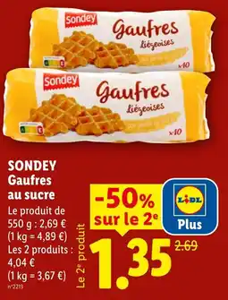 Lidl Sondey gaufres au sucre offre