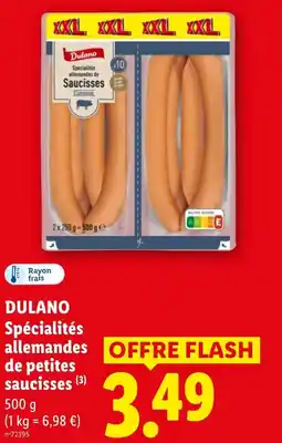 Lidl Dulano spécialités allemandes de petites saucisses offre