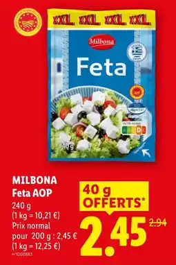 Lidl MILBONA Feta AOP offre