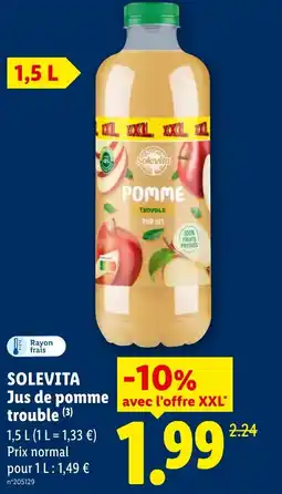 Lidl Solevita jus de pomme trouble offre
