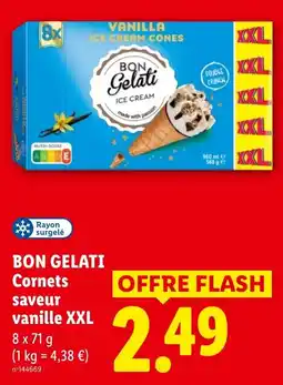 Lidl BON GELATI Cornets saveur vanille XXL offre