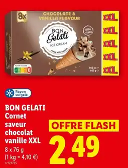 Lidl Bon gelati cornet saveur chocolat vanille xxl offre