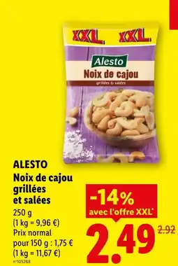Lidl Alesto noix de cajou grillées et salées offre