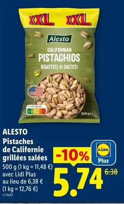 Lidl Alesto pistaches de californie grillées salées offre