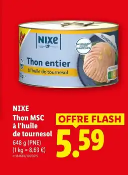 Lidl Nixe thon msc à l'huile de tournesol offre