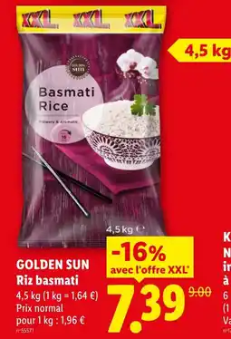 Lidl Golden sun riz basmati offre
