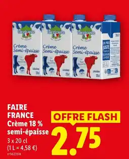 Lidl Faire france crème 18% semi-épaisse offre