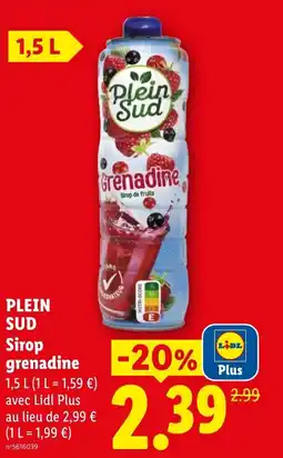 Lidl Plein sud sirop grenadine offre