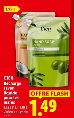 Lidl Cien recharge savon liquide pour les mains offre