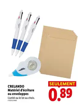 Lidl Crelando matériel d'écriture ou enveloppes offre