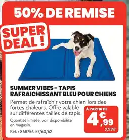 Animalis Summer vibes tapis rafraichissant bleu pour chiens offre