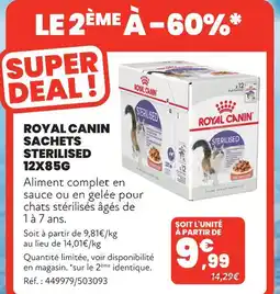 Animalis Royal canin sachets sterilised 12x85g offre