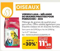 Animalis Versele laga mélange de graines prestige pour perruches - 4kg offre