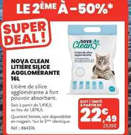 Animalis Nova clean litière silice agglomérante 16l offre