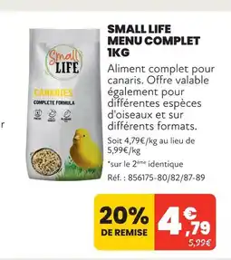 Animalis Small life menu complet 1kg offre