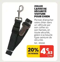 Animalis Zolux laisse de sécurité voiture pour chien offre