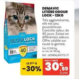 Animalis Demavic litière odour lock - 12kg offre