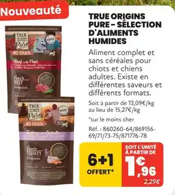 Animalis True origins pure sélection d'aliments humides offre